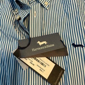 NWT *Harmont & Blaine* blue striped long sleeve shirt